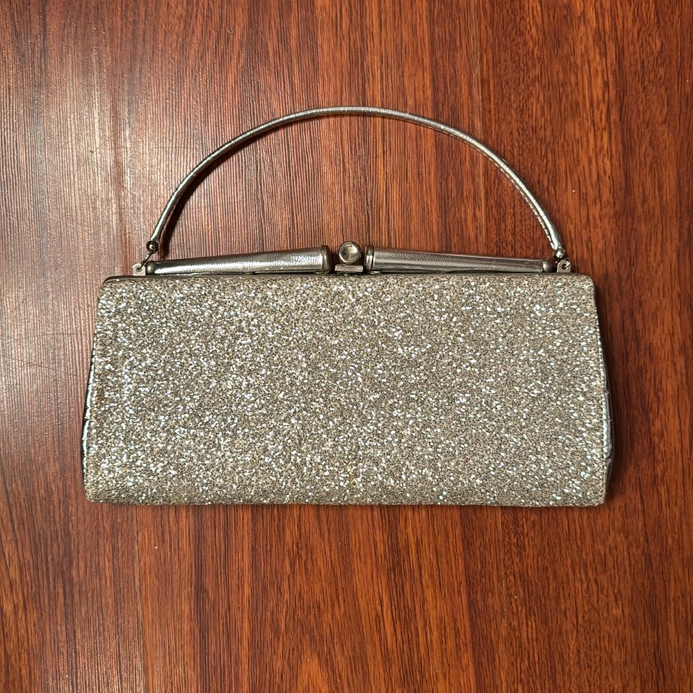 Silver glitter clutch